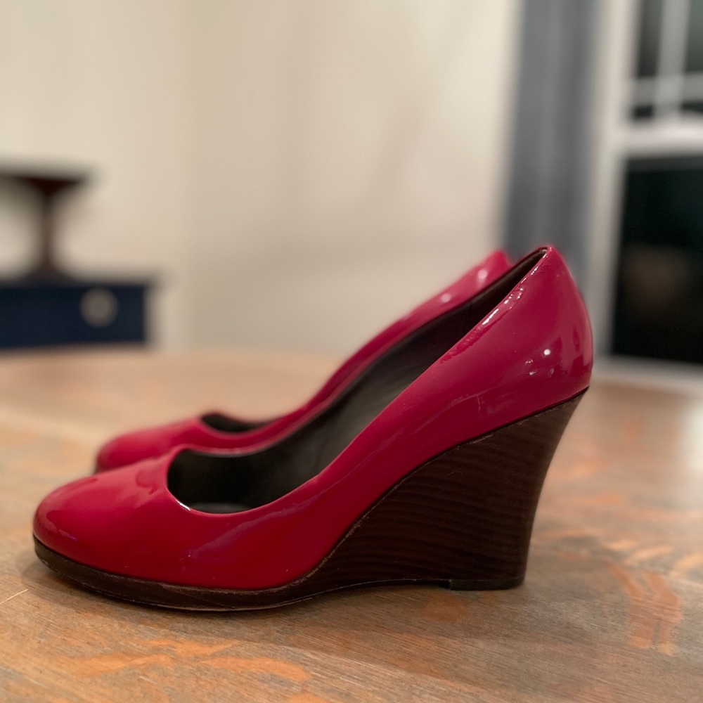Cole Haan Red Patent Leather Wedge Heels